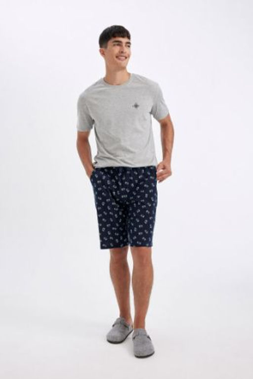 Regular Fit Cepli Desenli Sort Pijama Alt?