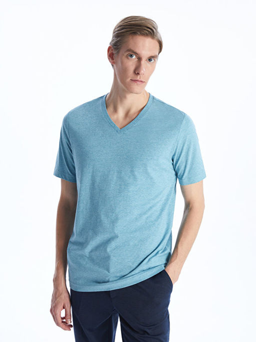 V Yaka K?sa Kollu Penye Erkek Ti??rt