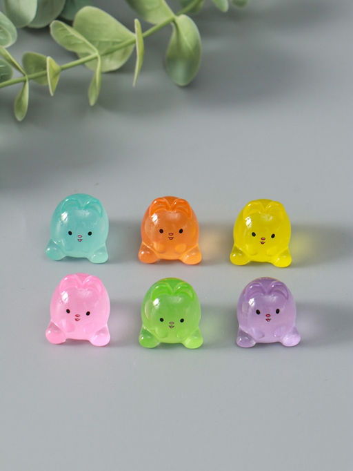 Цена за 2 шт. Набор фигурок из эпоксидной смолы флуоресцентные «Зайчики», 6 шт., 1.7×1.8×2 см