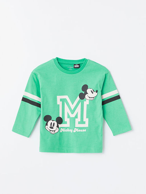 Bisiklet Yaka Mickey Mouse Bask?l? Erkek Bebek Ti??rt