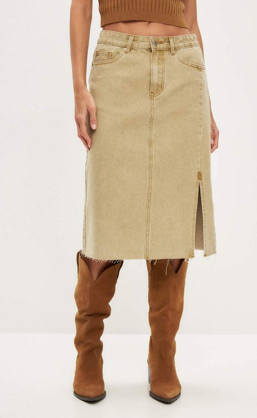 Юбка женская джинсовая миди P412-0219 хаки - Primm фото 4