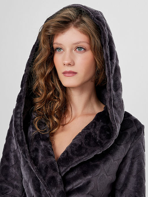 Халат женский серый с узором сердечки - Mark formelle фото 3