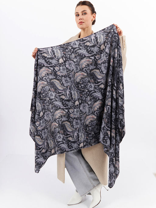 Большой, мягкий, тонкий и очень нежный двусторонний палантин с рисунком - Tantino фото 9