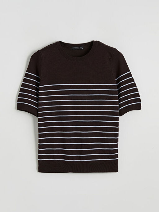 Bisiklet Yaka ?izgili Kad?n Triko Kazak