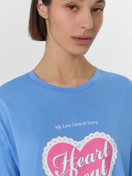 Туника домашняя женская синяя с надписью - Mark formelle фото 4