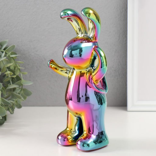 Фигурка керамика Модный зайка, зелёный хамелеон, 7?9.5?22 см