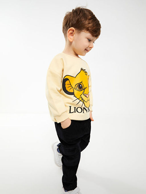 Bisiklet Yaka Uzun Kollu Aslan Kral Bask?l? Erkek Bebek Sweatshirt - Waikiki фото 3