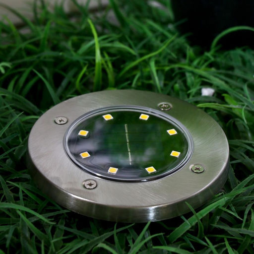 Садовый светильник, уличный, на солнечной батарее, 8 LED, свечение тёплое белое