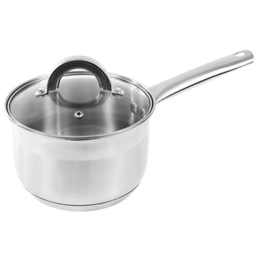 Ковш из нержавеющей стали Rondy 2,1л, д16см, h10,5см, стеклянная крышка, двойное капсулированное дно, подарочная коробка, Appetite (Китай)