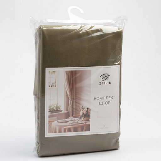 Шторы для кухни для кухни с подхватами Этель Kitchen, 150×180 см, комплект - 2 шт., зелёные