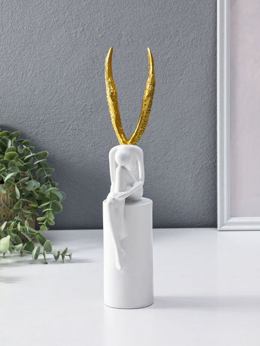 Сувенир полистоун "Ангел" белый с золотом 6х8,3х31 см