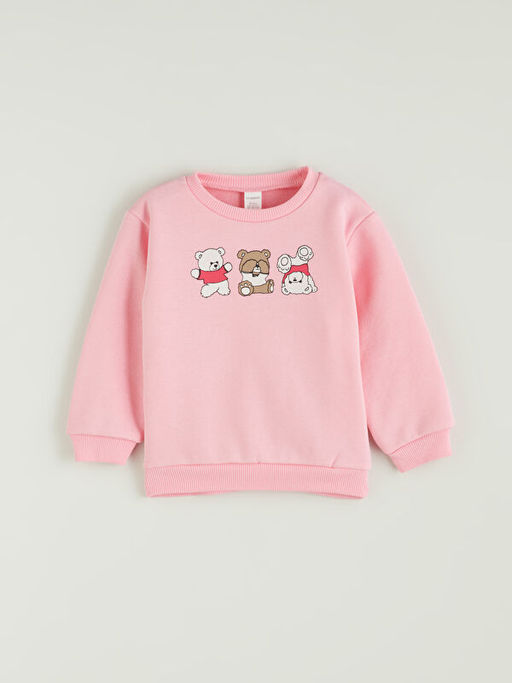 Bisiklet Yaka Bask?l? K?z ?ocuk Sweatshirt