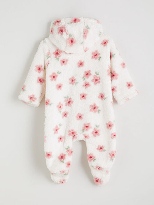 Kap??onlu ?i?ekli Pel?? K?z Bebek Tulum