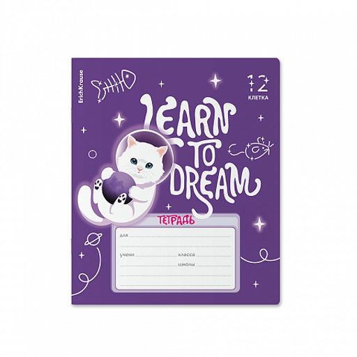 Цена за 10 шт. Тетрадь школьная ученическая ErichKrause Space Anime, 12 листов, клетка, выборочный УФ-лак c глиттером (в плёнке по 10 шт.)_MIX-PACK фото 4