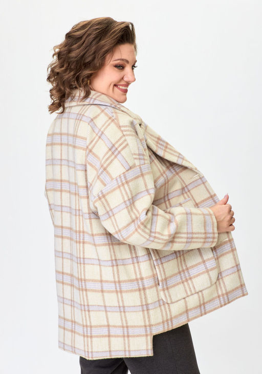 Пальто БелЭльСтиль 841 молочная клетка фото 4