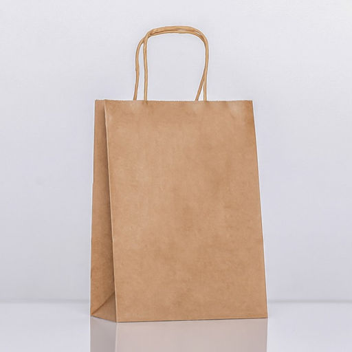 Цена за 12 шт. Пакет крафт без печати, круглая ручка, 15?21?8 см, 120 г