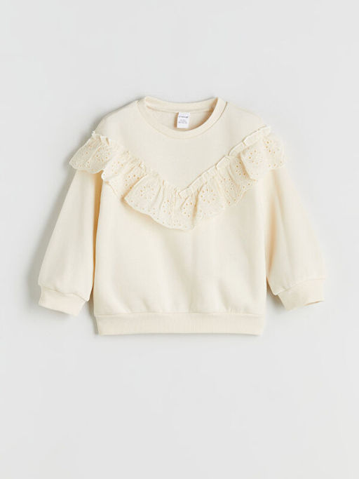 Bisiklet Yaka Uzun Kollu Nak??l? K?z ?ocuk Sweatshirt