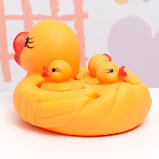 Резиновые игрушки для ванны «Мама утка и три уточки», 13х6 см, с пищалкой, в наборе 4 шт