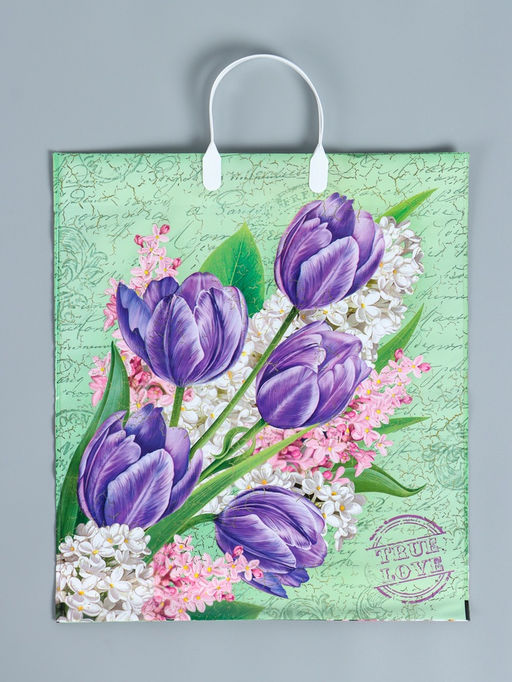 Цена за 10 шт. Пакет «Беатрис», полиэтиленовый с пластиковой ручкой, 100 мкм 40×44 см