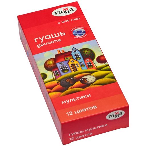 Гуашь ГАММА "Мультики" 12цв. 15мл., блок-тара (100222-12)