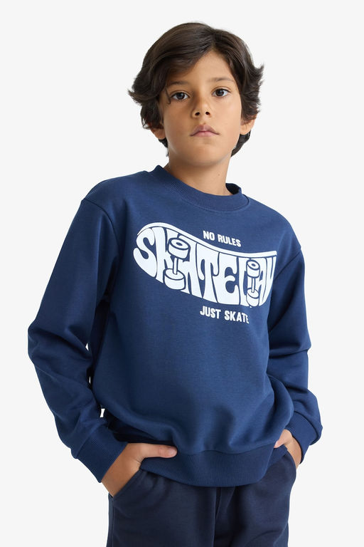 Bisiklet Yaka Bask_l_ Sweatshirt Erkek _ocuk - Defacto фото 4
