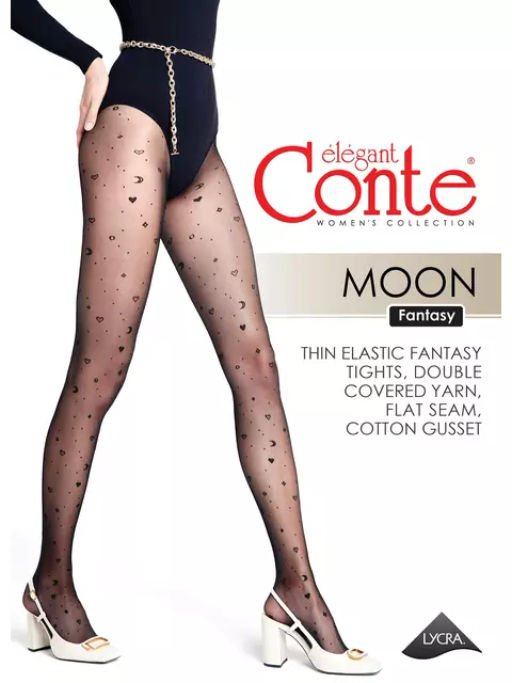 Колготки женские Conte Elegant Moon с рисунком космос черные  фото 2
