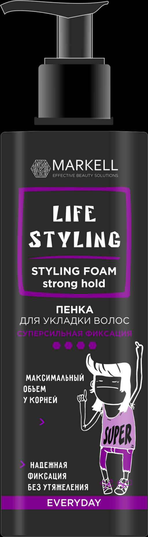 Markell LIFESTYLING Пенка для укладки волос СУПЕРСИЛЬНАЯ ФИКСАЦИЯ 195мл