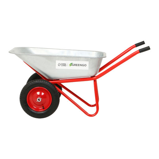 Тачка строительная, 2 пневмоколеса, груз/п 320 кг, объём 110 л, оцинкованный кузов 0.8 мм, Greengo