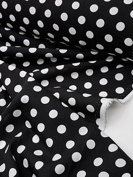 Штапель Белый горох (11мм) цв.черный, ш.1.45м, вискоза-100%, 95гр/м.кв