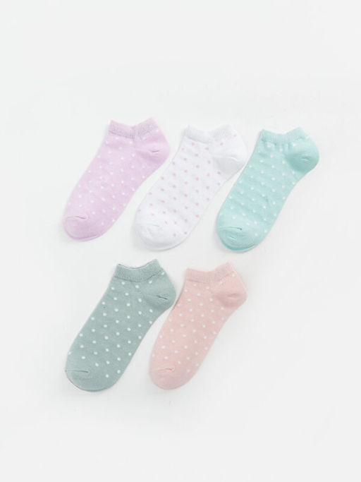 Puantiyeli K?z ?ocuk Patik ?orap 5li