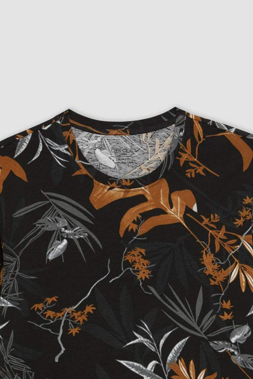 Облегающая футболка с круглым вырезом и короткими рукавами с рисунком - Defacto фото 8