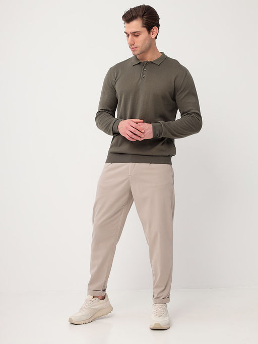 Джемпер мужской с воротником поло GREG G128-AC435 (хаки)  фото 4