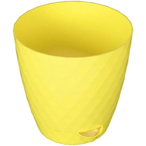 Цена за 3 шт. Горшок для цветов пластиковый 1,5л d-14см "Румба" с поддоном лимон