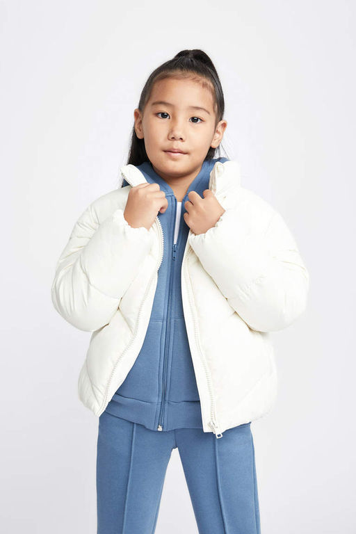 Водоотталкивающий пуховик с воротником-стойкой и полярной подкладкой для девочек - Defacto фото 7