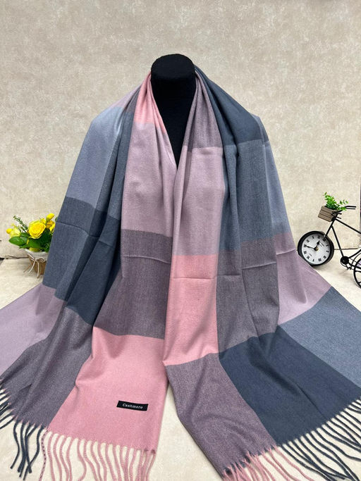 Палантин в клетку из кашемира, мультицвет