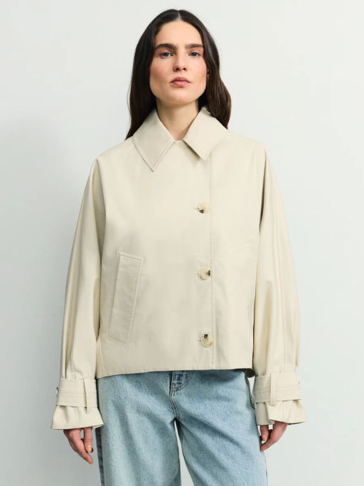 Хлопковый укороченный тренч оверсайз с капюшоном ZR2604102206-60 / Zarina  фото 4