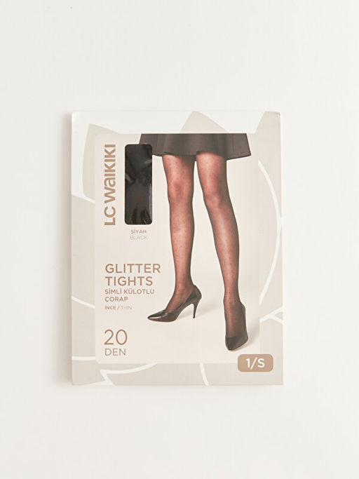 20 Denye Kad?n Simli K?lotlu ?orap