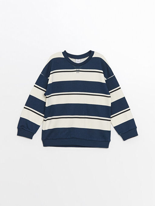 Bisiklet Yaka Uzun Kollu ?izgili Erkek Bebek Sweatshirt
