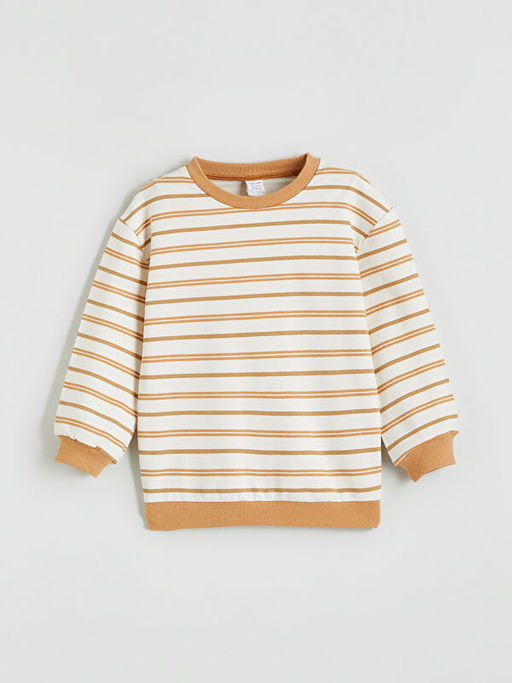 Bisiklet Yaka ?izgili Erkek Bebek Sweatshirt ve Pantolon 2li