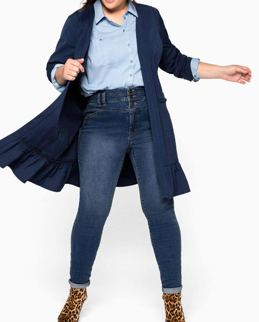 Короткое пальто, синее - Sheego фото 5