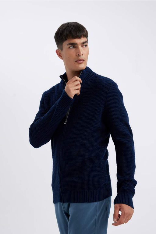 Вафельный кардиган стандартной посадки с водолазкой - Defacto фото 4