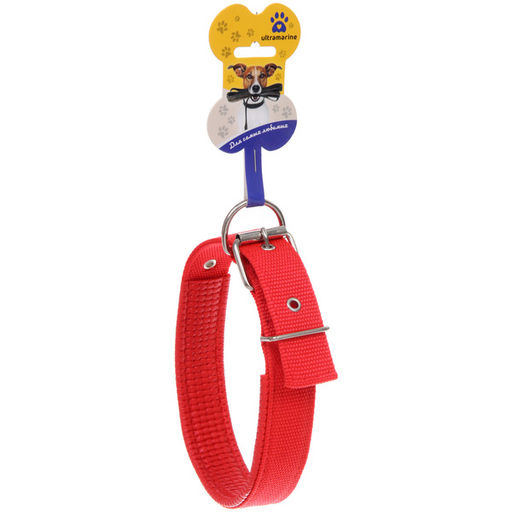 Цена за 5 шт. Ошейник для собак однотонный "ЗООЛЕНД БРО", цвет красный, 3*59см (бирка)