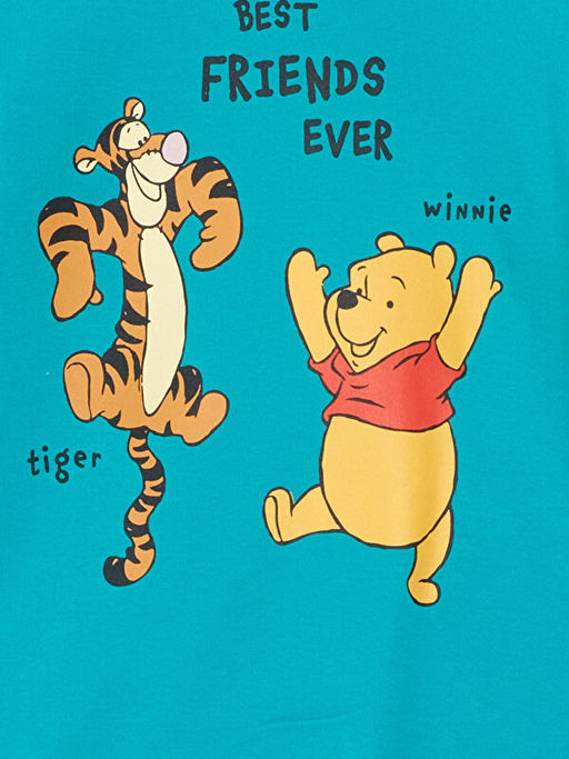 Bisiklet Yaka Winnie the Pooh Bask?l? Erkek Bebek Pijama Tak?m?