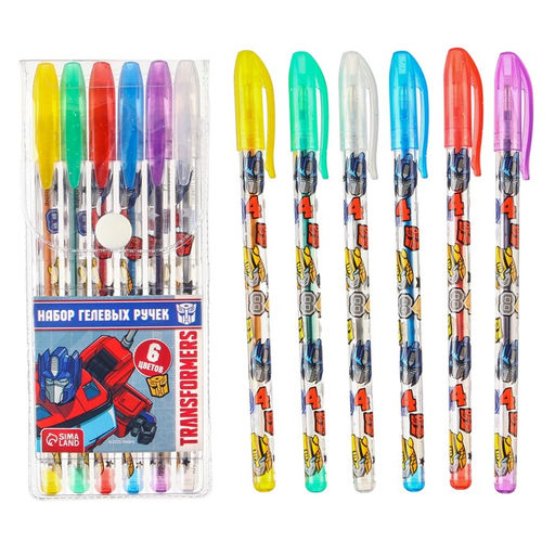Набор гелевых ручек с блёстками, 6 цветов, Трансформеры - Hasbro фото 6