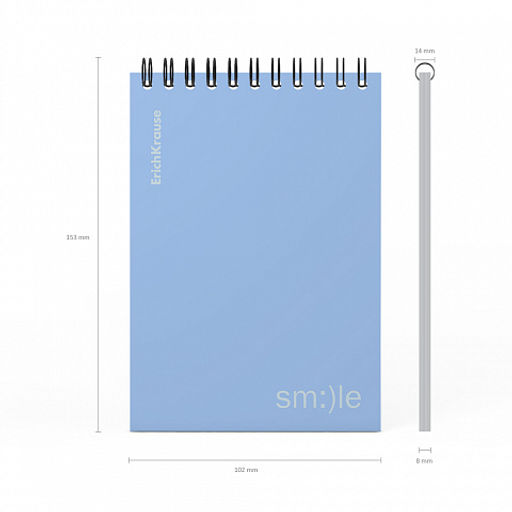 Цена за 5 шт. Блокнот с пластиковой обложкой на спирали ErichKrause Symbol, голубой, A6, 80 листов, клетка  фото 5