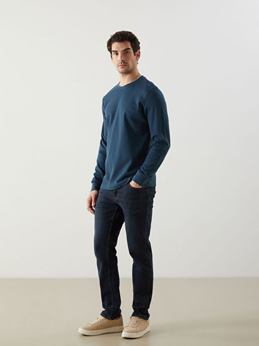 Bisiklet Yaka Uzun Kollu Erkek Sweatshirt