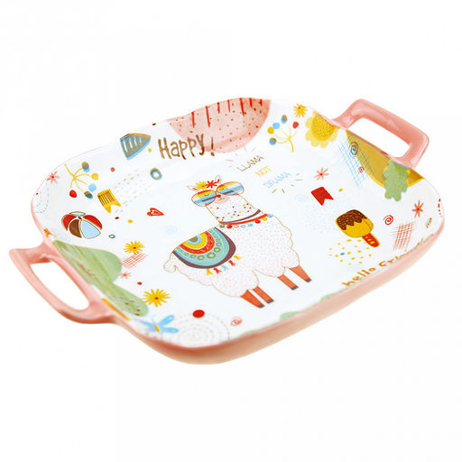 Счастливая Блюдо фарфоровое 232х185х44мм, с ручками, подглазурная деколь (Китай) - Домашняя мода фото 2