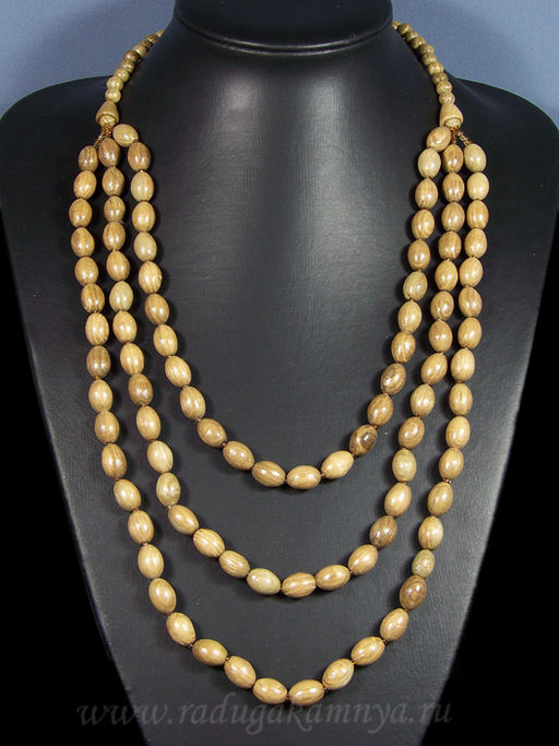 Украшения из дерева - Колье "Кизил 3-рядка", 56см