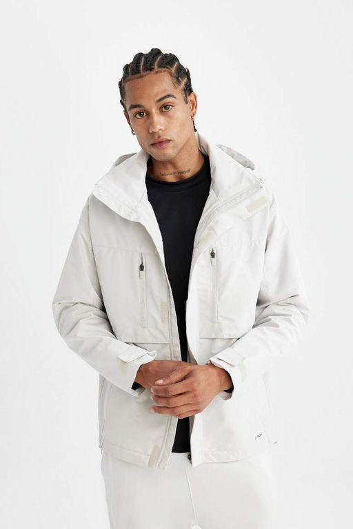 Водоотталкивающее водонепроницаемое пальто с капюшоном стандартной посадки DeFactoFit  фото 4