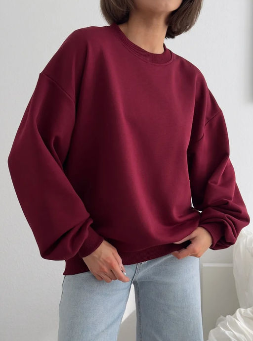 K12590 Свитшот OVER SIZE (плотный хлопок) БУРГУНДИ